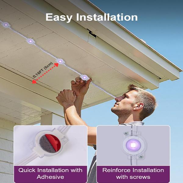 RGB Outdoor Eave Lights, Permanent LED Eaves Lighting, APP & Remote Control, DIY Mode, IP67 Waterproof
