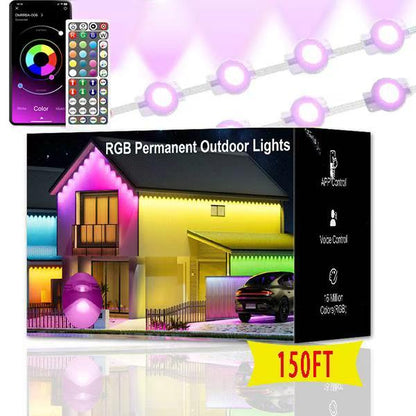 100FT RGB Outdoor Eaves Lights, APP & Remote Control, Music Sync, Multiple Lengths, for Christmas & Home Decor