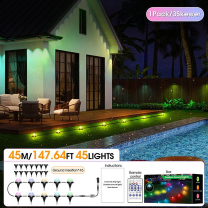 RGB+IC Smart Outdoor Path Lights, 50–150ft, IP67 Waterproof, APP & Remote, Music Sync, Alexa Compatible