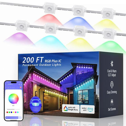 RGB Outdoor Eave Lights, Permanent LED Eaves Lighting, APP & Remote Control, DIY Mode, IP67 Waterproof