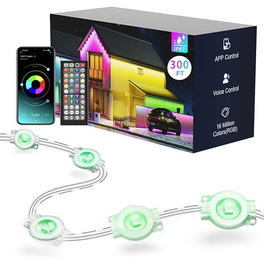 300FT RGB Eaves Lights, Remote & APP Control, Music Sync, for Christmas & Home Decor