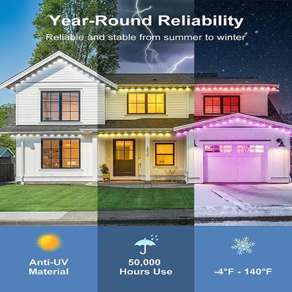300FT RGB Eaves Lights, Remote & APP Control, Music Sync, for Christmas & Home Decor