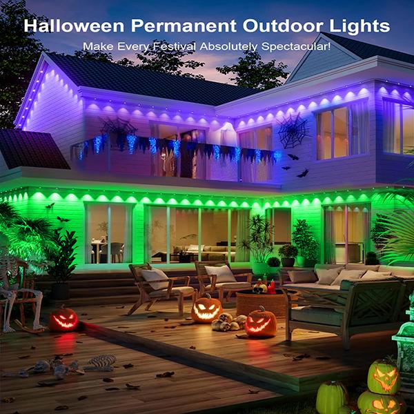 100FT RGB Outdoor Eaves Lights, APP & Remote Control, Music Sync, Multiple Lengths, for Christmas & Home Decor