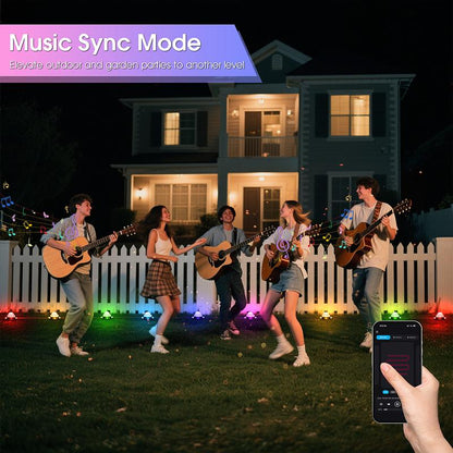 RGB+IC Smart Outdoor Path Lights, 50–150ft, IP67 Waterproof, APP & Remote, Music Sync, Alexa Compatible