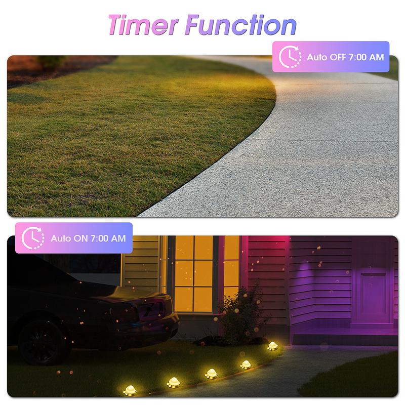 RGB+IC Smart Outdoor Path Lights, 50–150ft, IP67 Waterproof, APP & Remote, Music Sync, Alexa Compatible