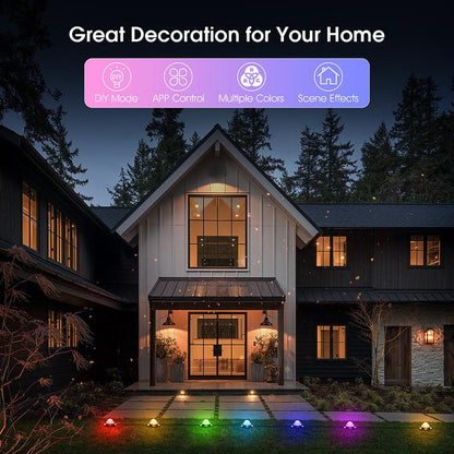 RGB+IC Smart Outdoor Path Lights, 50–150ft, IP67 Waterproof, APP & Remote, Music Sync, Alexa Compatible